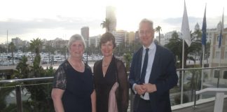 HELP´s President Christine Baillie pictured with the British Ambassador Simon Manley and Madrid Consulate worker Zoe.