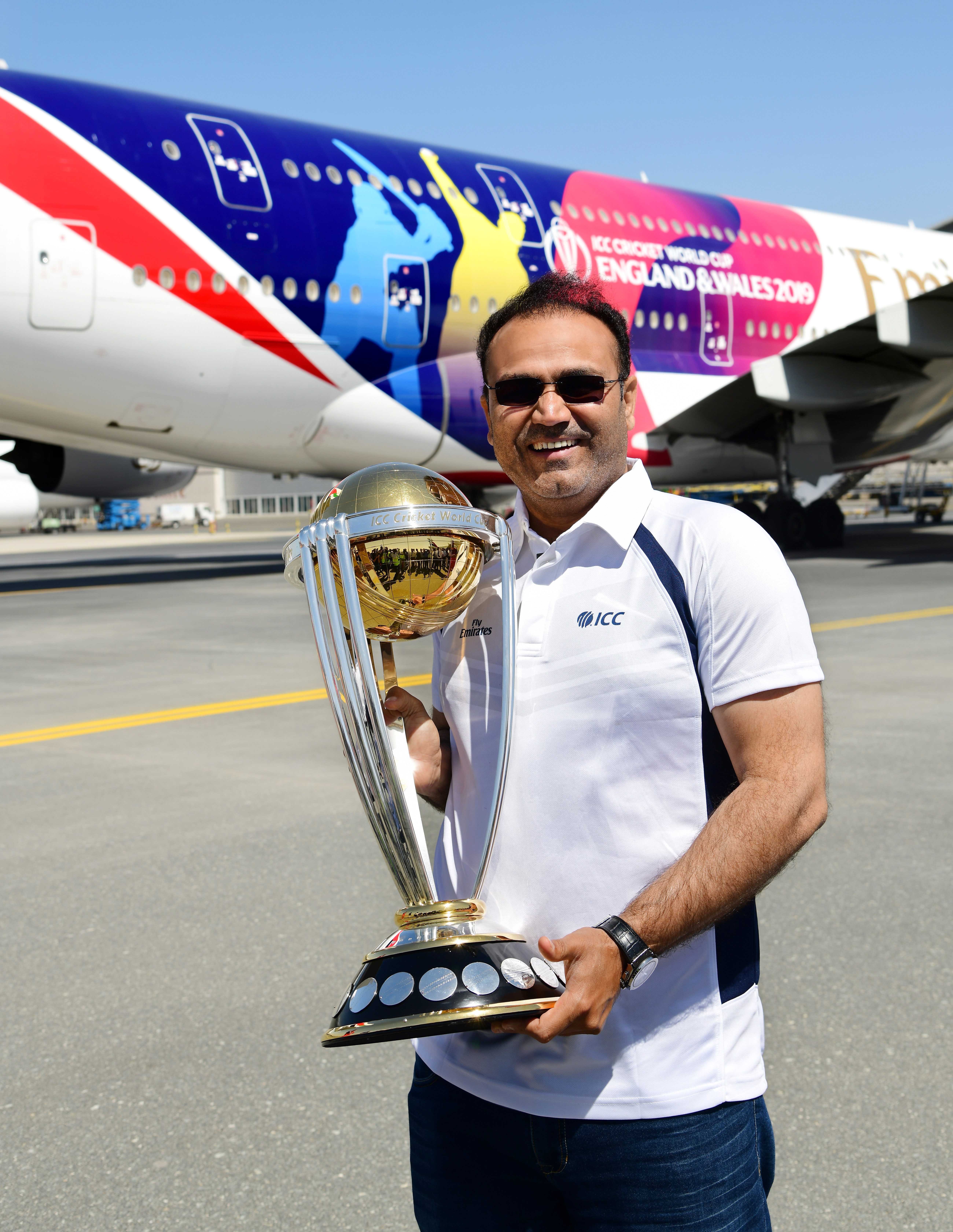  ICC Men’s Cricket World Cup 2011 winner, Virender Sehwag with the trophy.