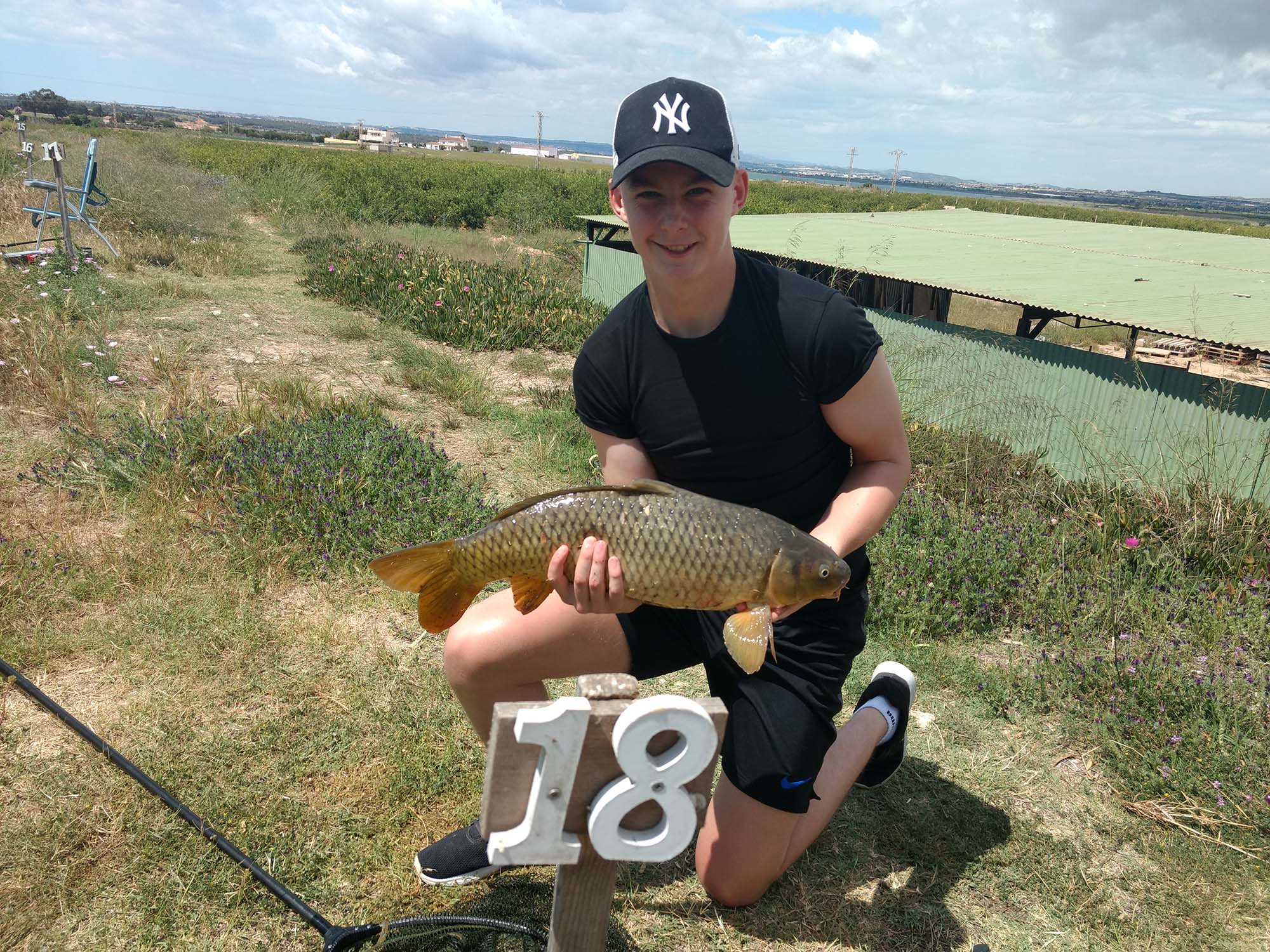 Nathan Broome, Stoke City under 18 and England under 17 International goalkeeper caught this fine carp at the El Paraiso Fishing venue when visiting his Gran and Grandad recently.  This was one that Nathan didn't mind lifting out the net for a photograph.