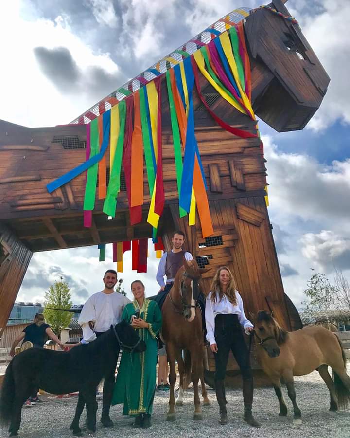 Emma Tytherleigh (right) with pony Rocko at Cavalluna Park's Medieval horse show.