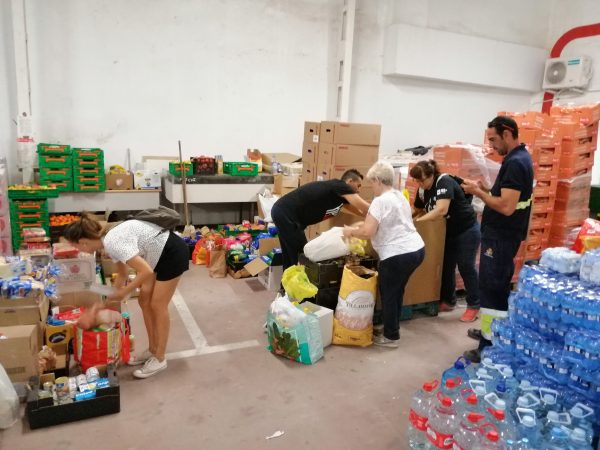 A centre in Orihuela that is distributing food and water across the municipality