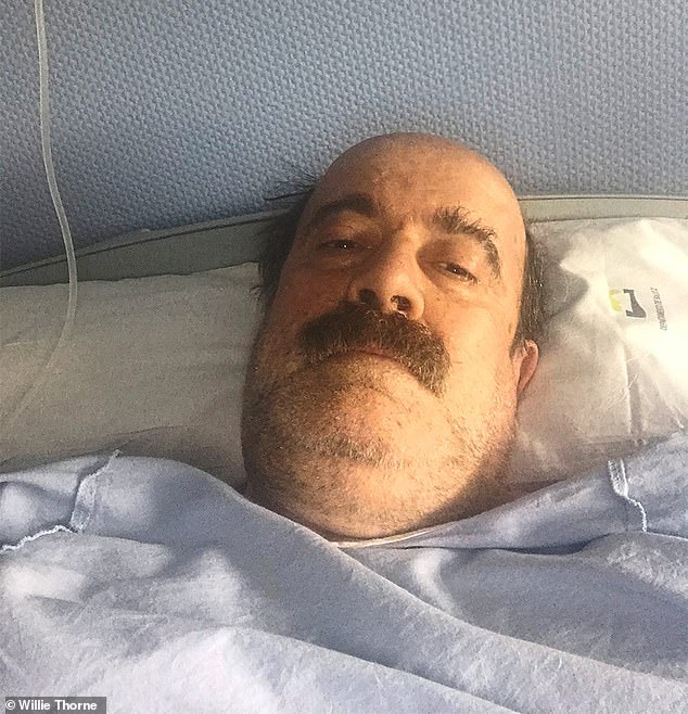 Willie Thorne took this picture from his hospital bed following his leukaemia diagnosis