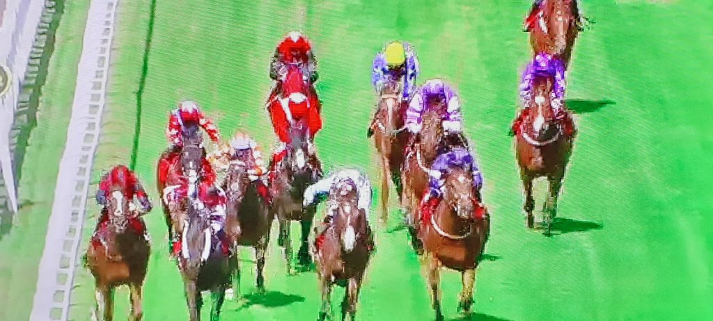 Nuits St Georges (far left) thwarts Leoncavallo by a nose at Sandown.