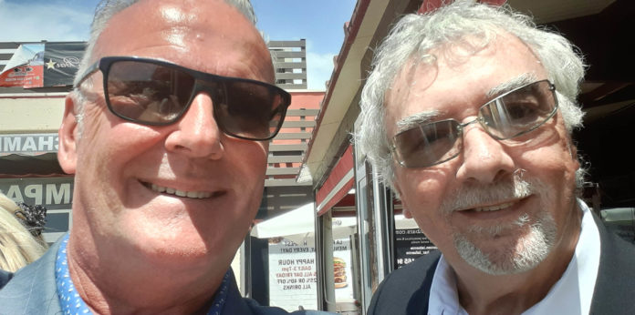 John Virgo with Andrew Atkinson after the service