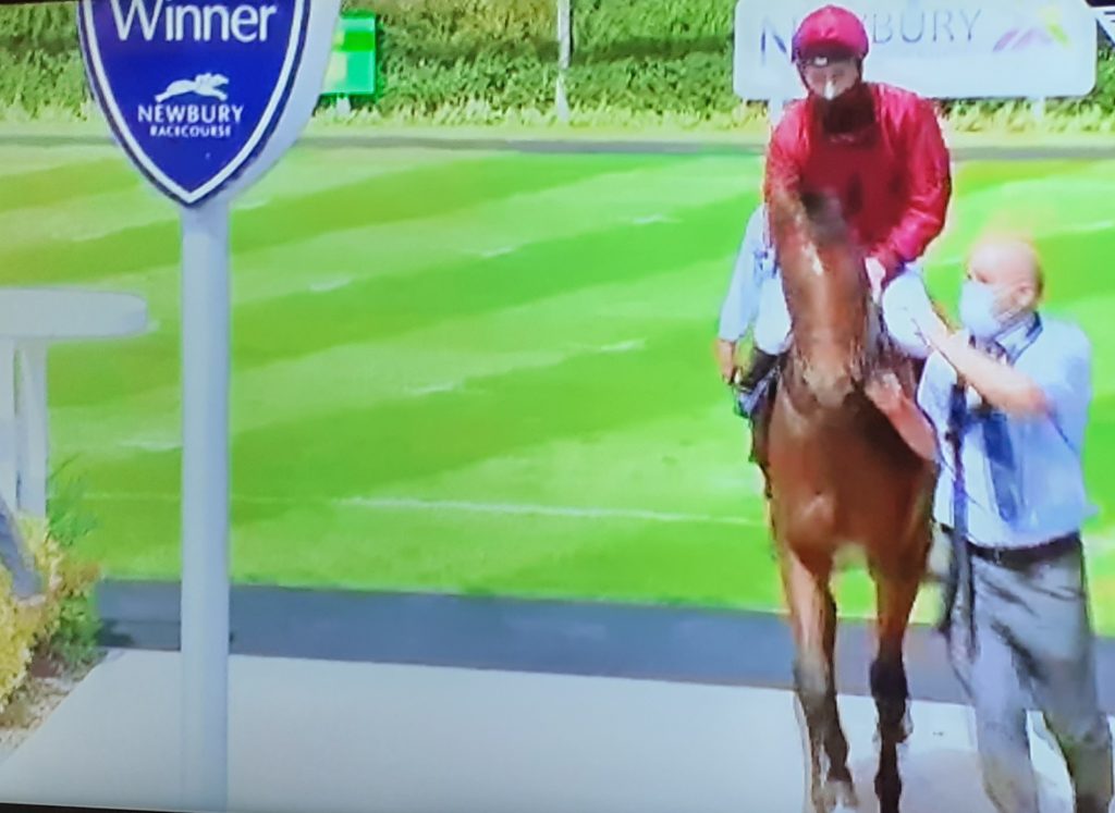 Jockey Adam Kirby returns to the winner's enclosure with fromthehorsesmouth.info 8-1 tip Guru.