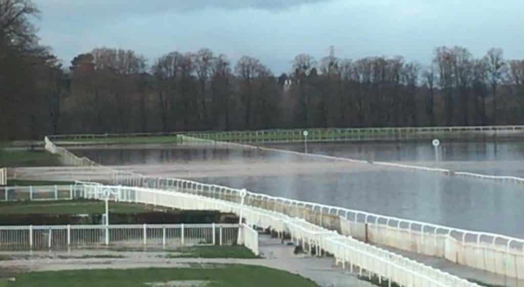 River Severn burst its banks flooding Worcester racecourse.