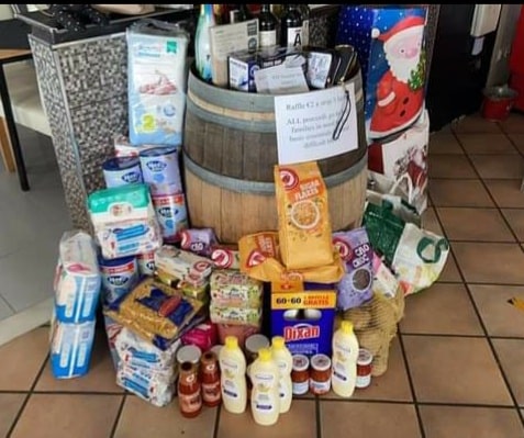 Food items purchased in aid to help needy families during the coronavirus.