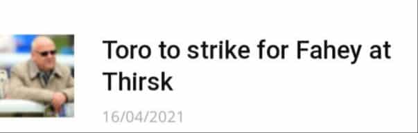 Toro Strike fromthehorsesmouth.info headline tip